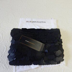 New with TAGS BCGCMAXAZRIA Sequins Black Evening Clutch Purse